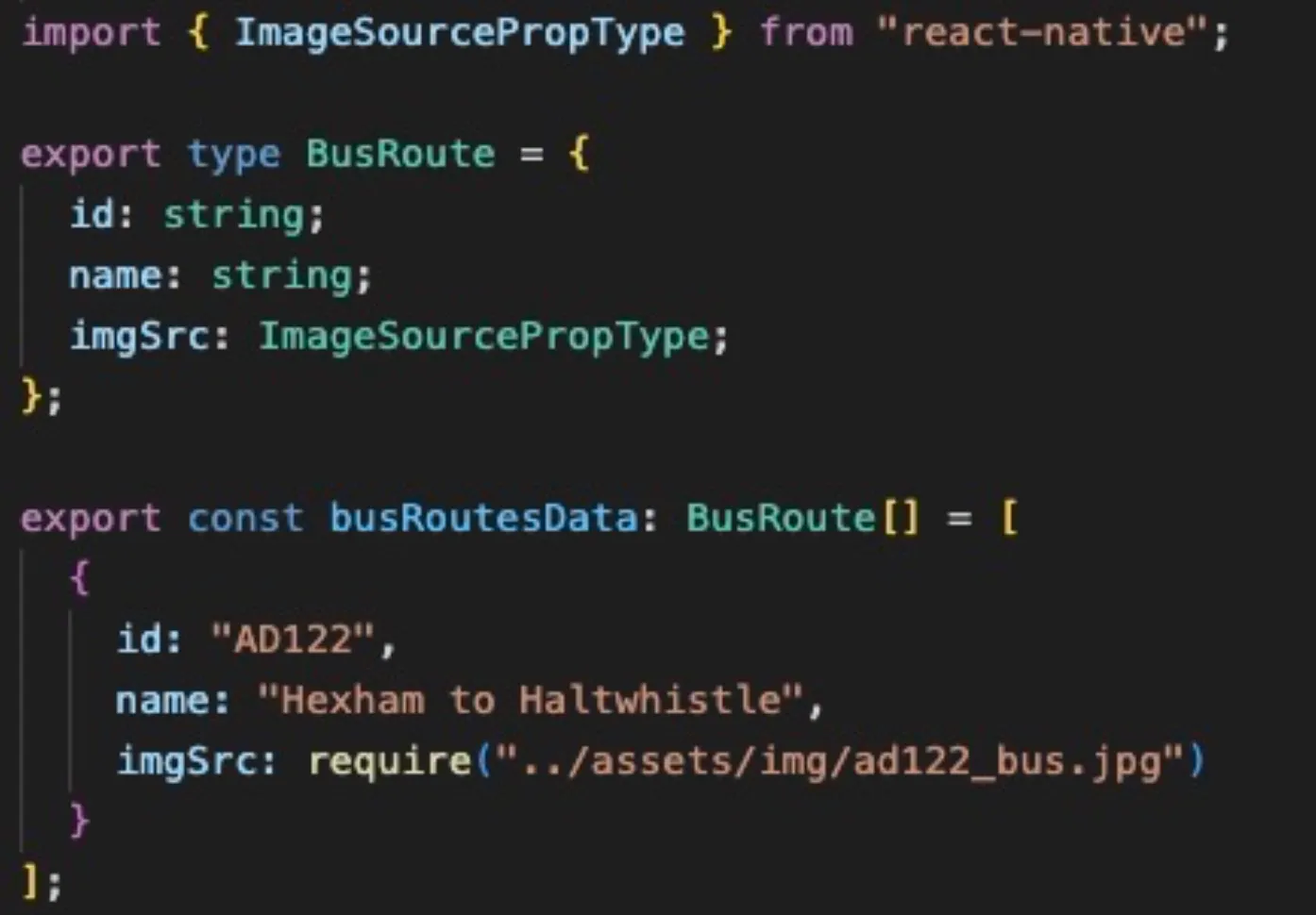 TypeScript representation of a bus route