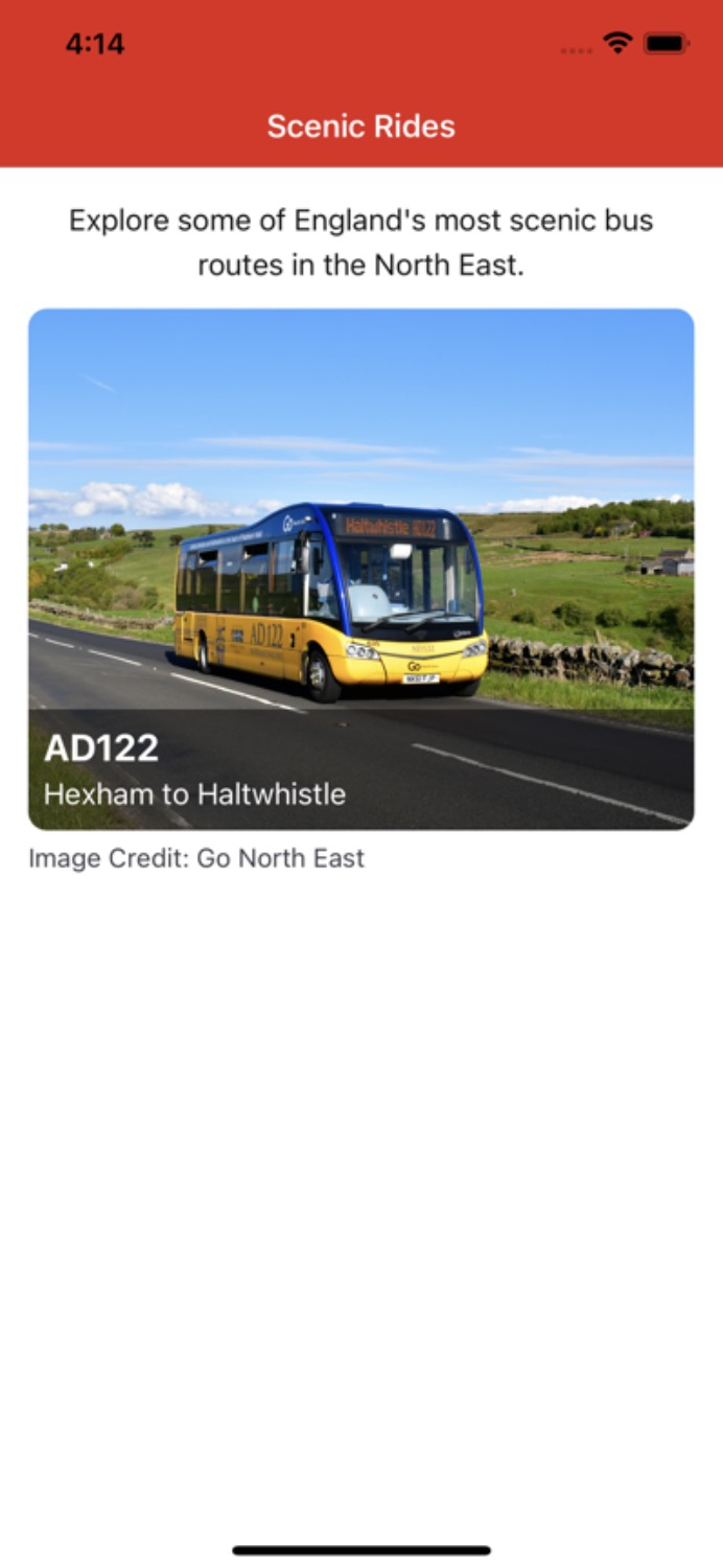 Scenic Ride home screen after sprint one