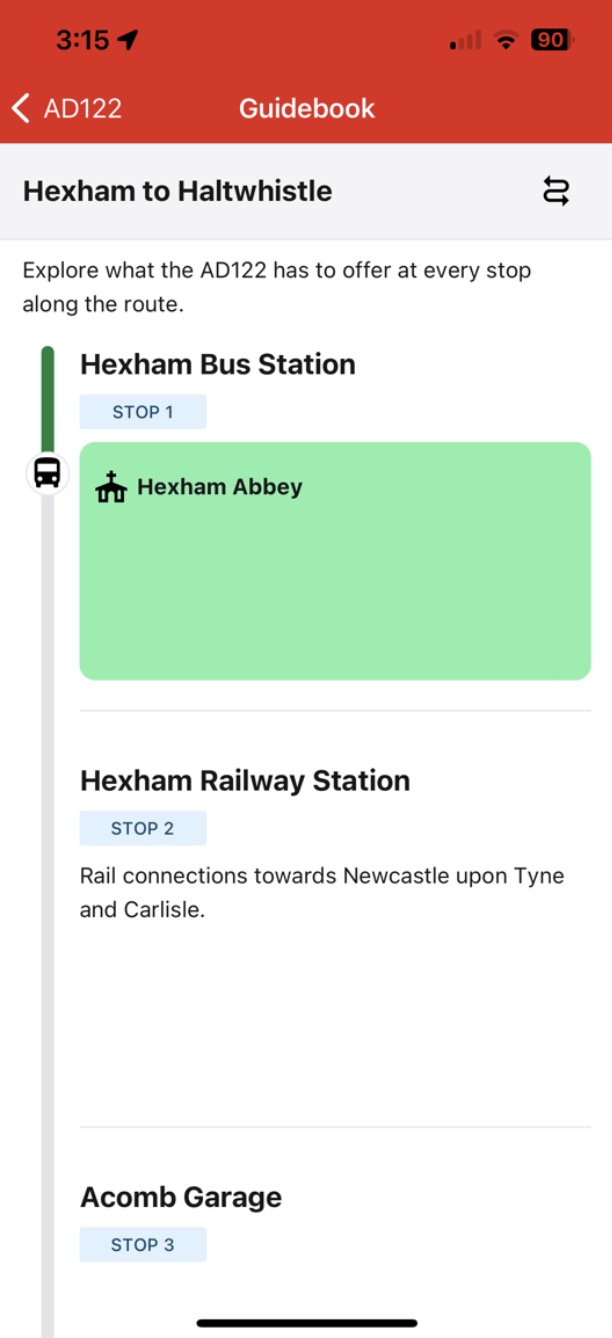 Scenic Rides progress bar on the guidebook screen