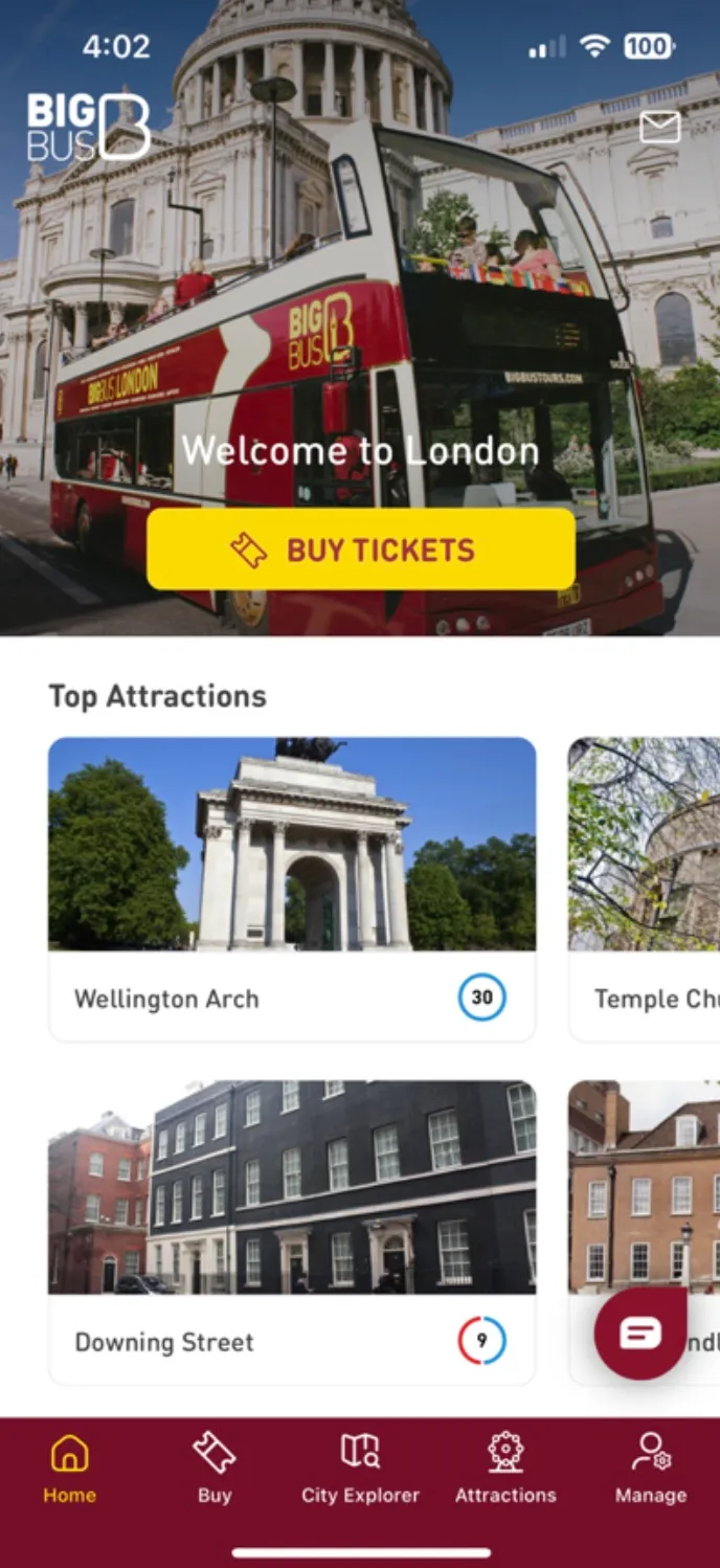 Big Bus Tours mobile application launch screen